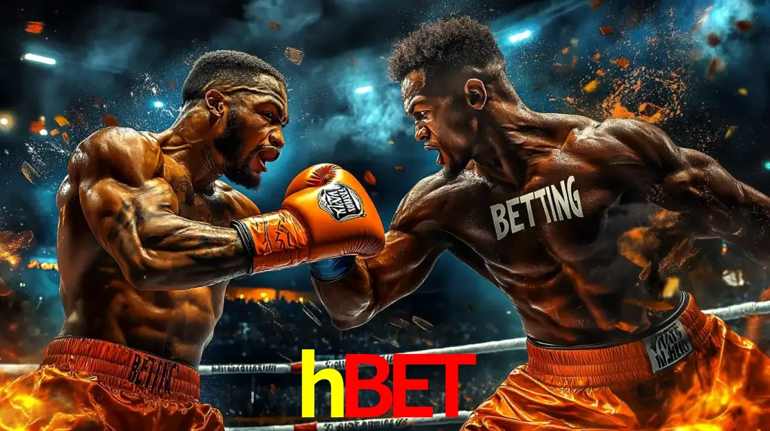 Dois boxeadores em uma luta intensa e explosiva, representando a adrenalina e as oportunidades de apostas em esportes de combate disponíveis na plataforma hbet.