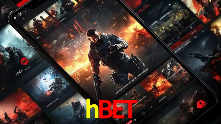 Tela de um celular exibindo uma galeria de jogos de tiro com temática militar, mostrando a variedade de e-sports disponíveis para apostas na plataforma de entretenimento hbet.